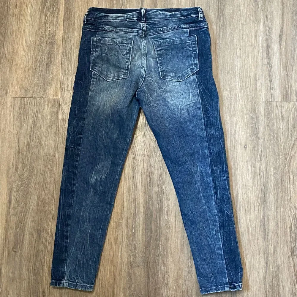 Gymboree Cropped Skinny Adjustable Waist Two-Tone Wash Blue Jeans Kids Girls‎ 10